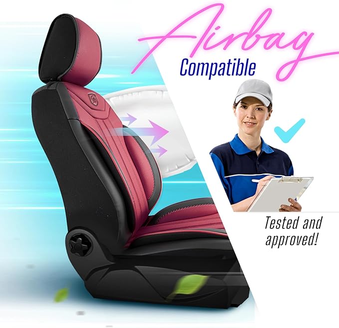 Premium Car Seat Covers Front Seat - Nappa Leather Car Seat Cover for SUV, Cars, Most Pickups, Burgundy, Car Seat Protector, Car Seat Covers Front Seats, Car Seat Protector