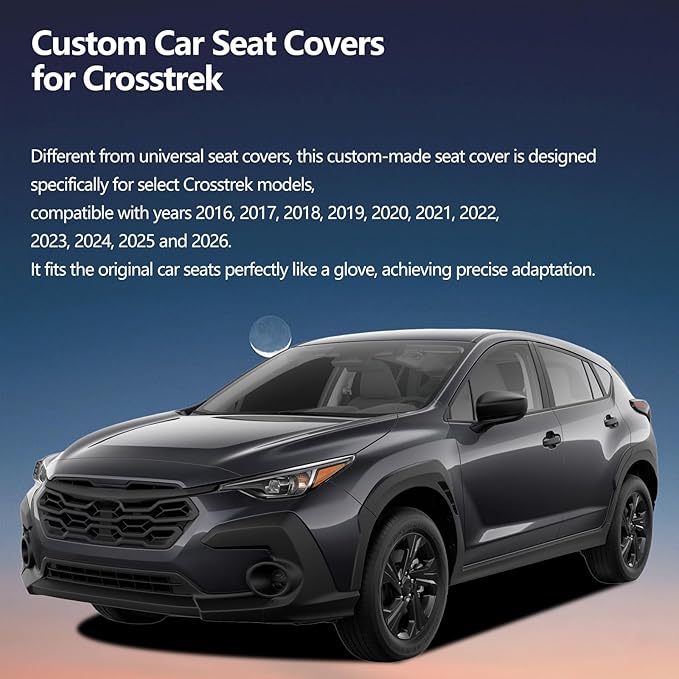 Fit Crosstrek Car Seat Covers for Subaru Crosstrek 2016-2025 2026 - Upgraded Premium Waterproof & Breathable Leather, Airbag Compatible,All-Weather Seat Cushion Protector(Full Set,Black+Red)