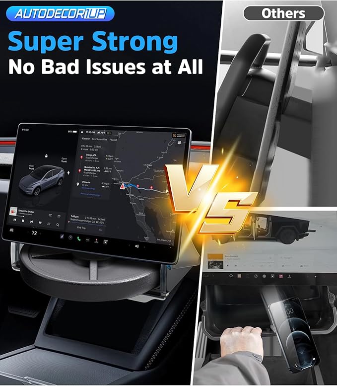 Hidden Under Screen Storage Box for 2016-2026 Tesla Model 3/Y & Model 3 Highland with Silicone Anti-Slip Mat Easy Install Hidden Design Center Console Organizer Tray