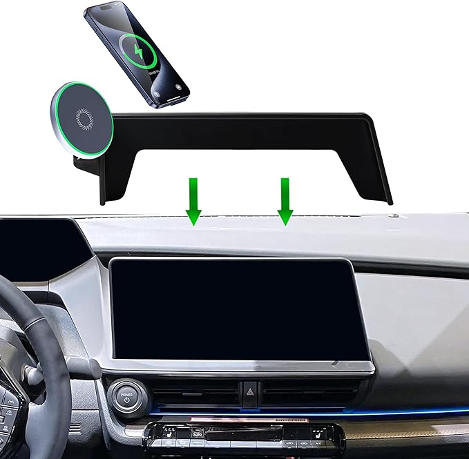 Car Phone Holder for 2023 2024 2025 2026 Toyota Prius Accessories 15W Fast Wireless Charger Screen Fixed Clip Cell Phone Mount Hands-Free 360 Degree Rotation (12.3 Inch)