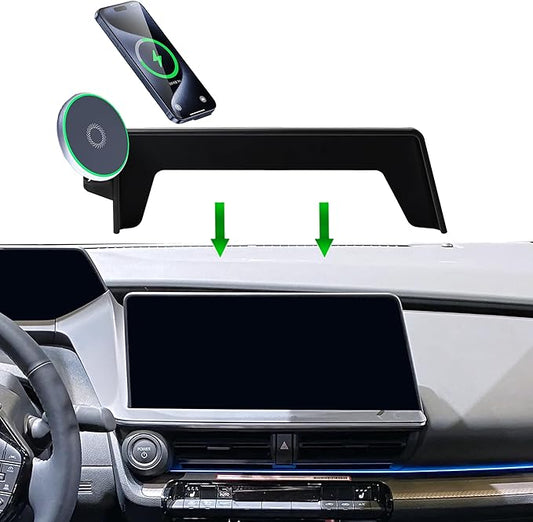 Car Phone Holder for 2023 2024 2025 2026 Toyota Prius Accessories 15W Fast Wireless Charger Screen Fixed Clip Cell Phone Mount Hands-Free 360 Degree Rotation (12.3 Inch)