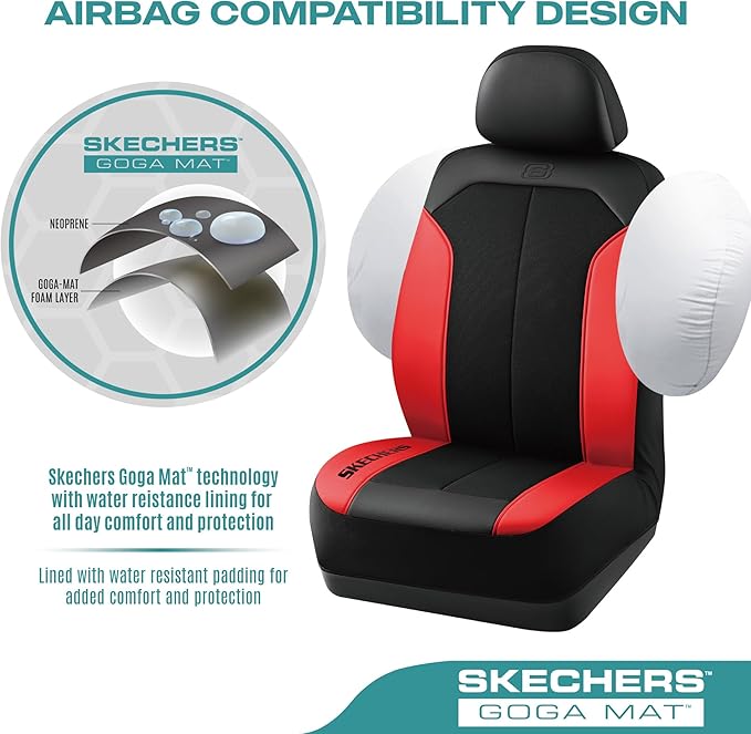 Skechers Car Seat Covers,GOGA Mat Oxford Cloth Seat Covers,Waterproof Car Seat Covers Front Seats,Automotive Universal Fit Seat Cover for Most Cars, Suvs, Trucks,Red