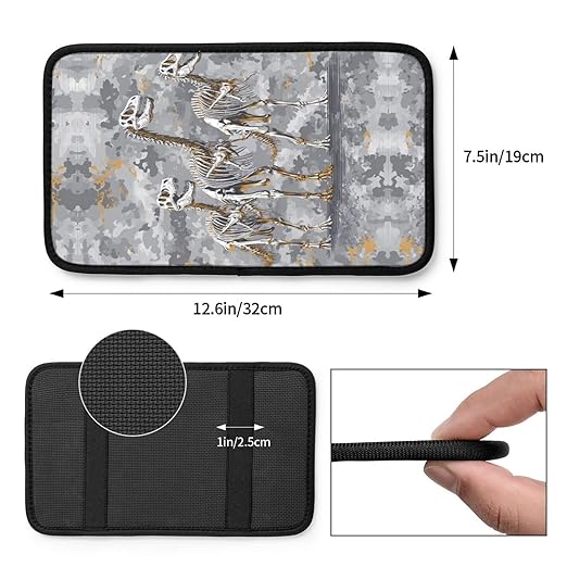Dinosaur Skeletons Car Auto Armrest Cushion Cover Accessories Center Console Seat Box Pad Protector Universal Decoration for Most Vehicle SUV Truck