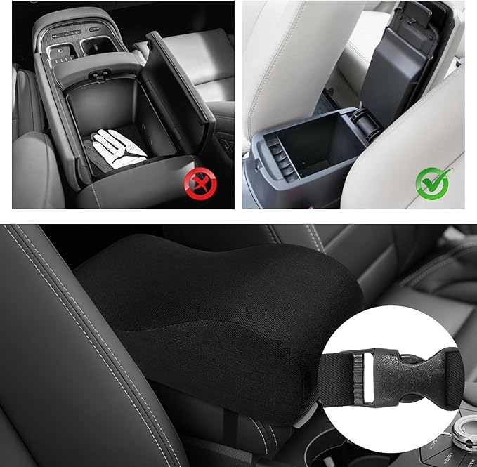 Car Center Console Cover, 12.2"×6.3"×3.9" Soft Comfortable Memory Foam Armrest Cushion Pad, Universal Arm Rest Seat Box Pillow Protector for Most Vehicles, Car Accessories