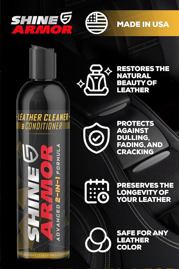 Leather Cleaner and Conditioner for Cars, Couch, Purse, Hand Bags, and Shoes - Twin Pack - Protect and Clean Interior Detailing (2x8oz Bottles)
