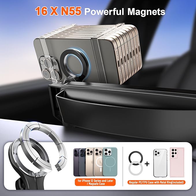 Phone Holder for Toyota Corolla 2026 2025 2024 2023 2022 2021 2020 & Corolla Cross 2022-2026 Accessories: (Fits 8 inch Screen)(Compatible with MagSafe) Magnetic Cell Car Mount for iPhone Samsung