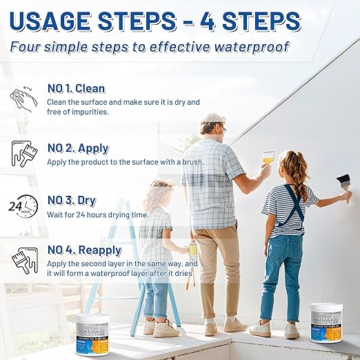 Liquid Waterproof Sealant 70oz Clear, LUVBOATE Transparent Waterproof Coating Water-Based Invisible Repairing Leak Agent Roofs, Walls, Bathroom, Kitchen Indoor & Outdoor