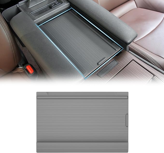 Center Console Armrest Cover for Toyota Sienna 2021-2026 Silicone Armrest Anti-Slip Storage Pad Compatible with LE/XLE/XSE/Woodland Edition/Limited/Platinum(Gray)