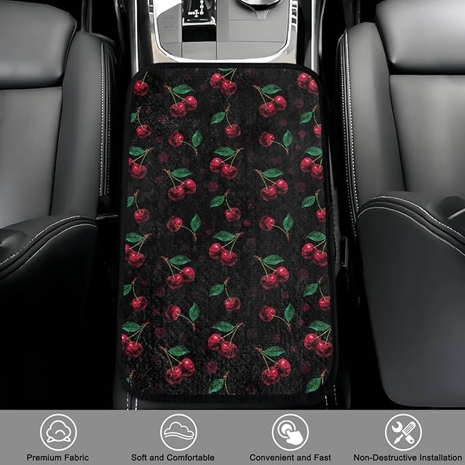 CLOHOMIN Cherry Car Center Console Cover Flannel Car Arm Rest Cushion Pad Winter Warm Automobile Interior Accessories for Women
