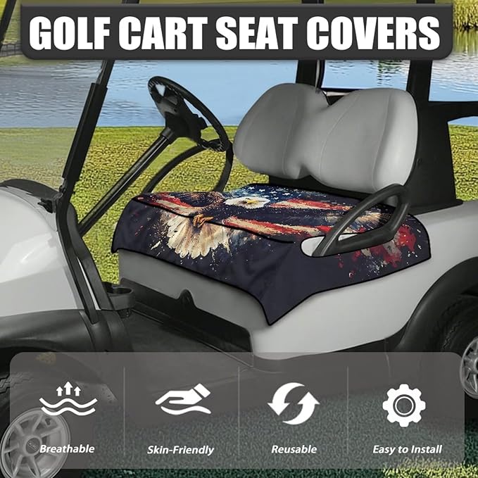 Biyejit Golf Cart Seat Covers with 4 Pockets Golf Cart Seat Towel Blanket Fits 2-Seat Golf Carts, Golf Cart Accessories