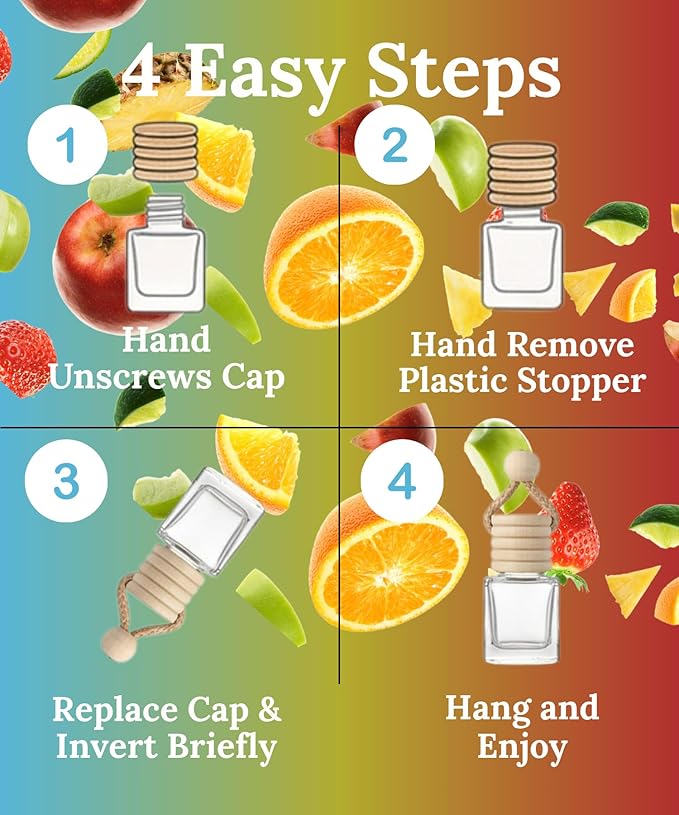 Hanging Air Freshener Car Diffusers - Long Lasting Scent, Odor Eliminator, Home Essentials, Fresh car fragrance diffuser - 3 Pack- Fruit Blast