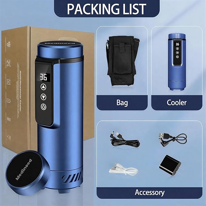 Insulin Cooler Travel Case Tsa Approved, USB Charger Diabetes Travel Case Medicine Organizer, 1-7 Pens Medication Cooler Refrigerated Medicine Box (Navy-without powerbank)
