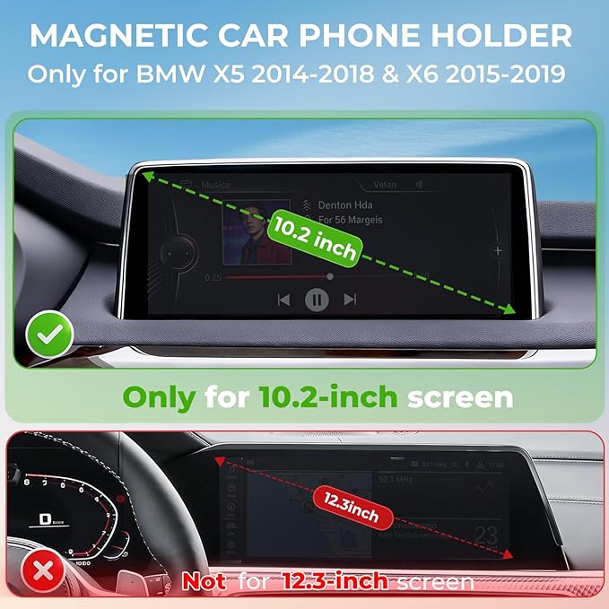 Car Phone Holder for BMW X5 2014-2018 & X6 2015-2019 (Only for 10.2-Inch Screen) 360° Rotation Magnetic Cell Phone Mount, Compatible with Magsafe, Does Not Affect Air Vent