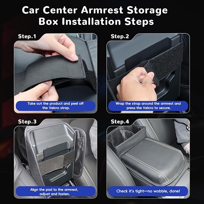 MARCHFA Center Console Armrest Cover Pad Car Armrest Cushion with Storage Pocket and Cup Holder Waterproof Auto Armrest Protector Pillow for SUV (Black)