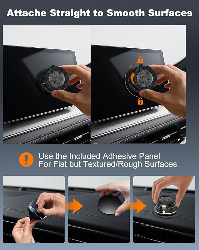 2026 Gen-3 Magnetic Phone Holder for MagSafe Car Mount,360° Adjustable Vacuum Suction Phone Mount for Car/Mirror/Home/Travel,Suction Cup Mount for iPhone 17/16/15/14/13/12/Android (Black)
