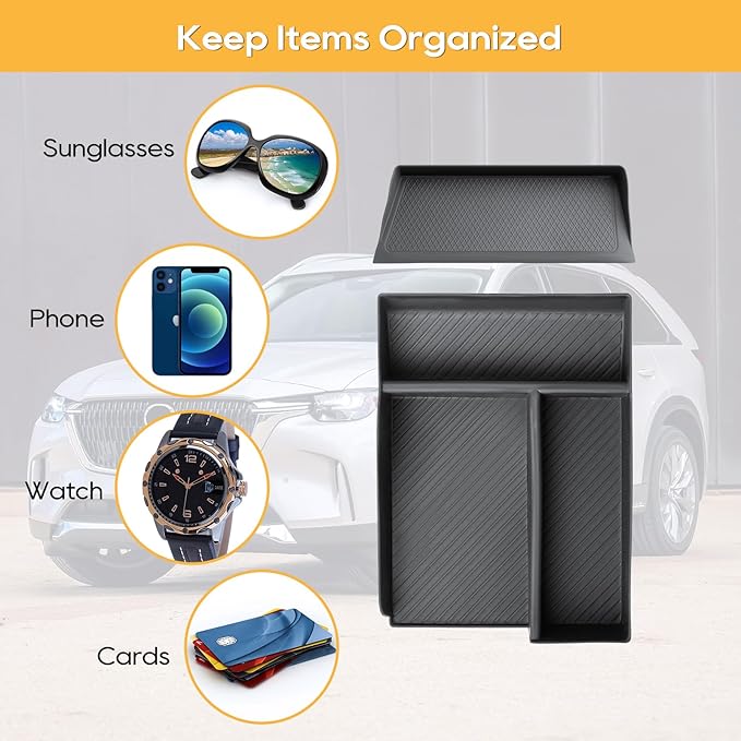 LFOTPP for 2024 2025 2026 CX-90 CX-70 Center Console Organizer for 2024 2025 2026 CX-90 CX-70 Middle Armrest Storage Tray Insert Non-Slip 2PCS CX-90 CX-70 Accessories