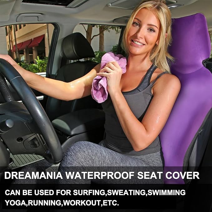 INFANZIA Premium Waterproof Seat Cover Towel Protector Neoprene Universal Fit, Upgraded 100% Washable & Removable Non-Slip Sweat Carseat Towel Covers, Perfect for Gym/Yoga/Workout（Purple,1PCS