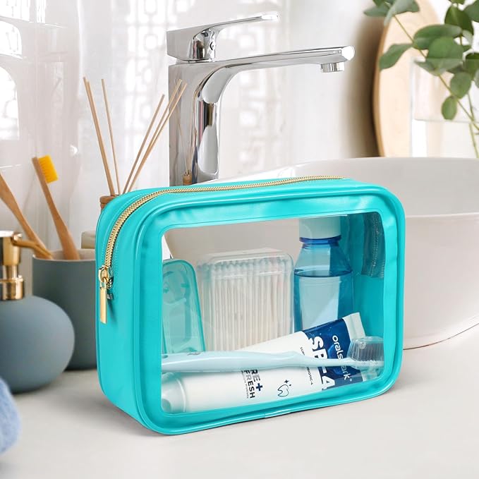 PACKISM Clear Makeup Bag - TSA Approved Toiletry Bag for Carry-on & Checked Luggage, Water Resistant Car Storage Organizer with Reinforced Seams