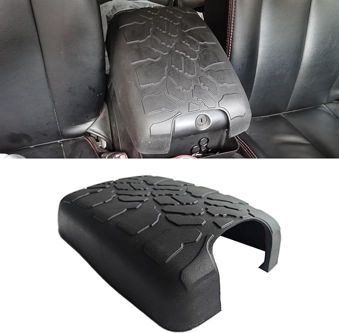 Center Console Armrest Cover Lid for Jeep Wrangler JK 2011 2012 2013 2014 2015 2016 2017 2/4-Door Black Cushion Guard Pad Protector Car Interior Accessories