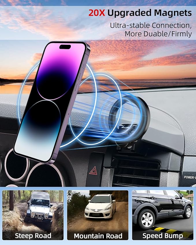 PZK Car Phone Mount for Toyota Tundra 2007 2008-2011 2012 2013 /Sequoia 2008-2011 2012 2013 Accessories Custom Air Vent Phone Holder Magnetic Hands Free 360° Rotation Cell Phone Automobile Cradles