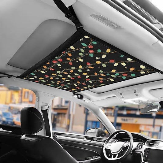 Generic Christmas Bulb Car Ceiling Cargo Net Pocket, 31.69"x24.02"Mesh Nine SUV Roof Organizer Long Trip Storage Bag Interior Accessories Christmas Decor Gifts