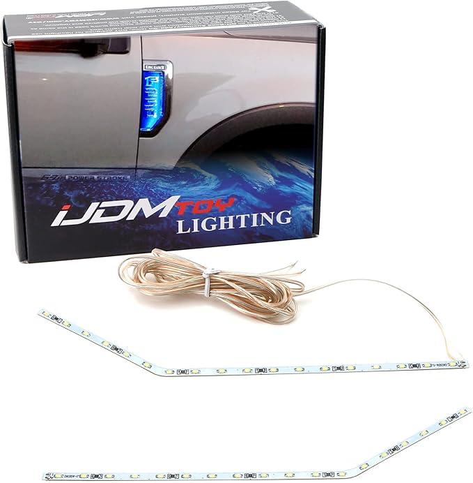 iJDMTOY Ultra Blue LED Background Illumination Kit Compatible with 2017-2021 Ford F250 F350 F450 Super Duty Side Fender Chrome Emblem