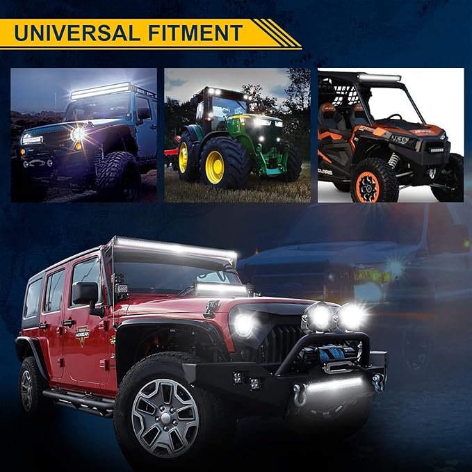 AUXTINGS 12 inch 180W LED Light Bar Triple Row Spot Flood Beam Off Road Lights Waterproof Work Light with Wiring Harness for Jeep Trucks SUV ATV UTV Boat Lights,DC 12V 24V