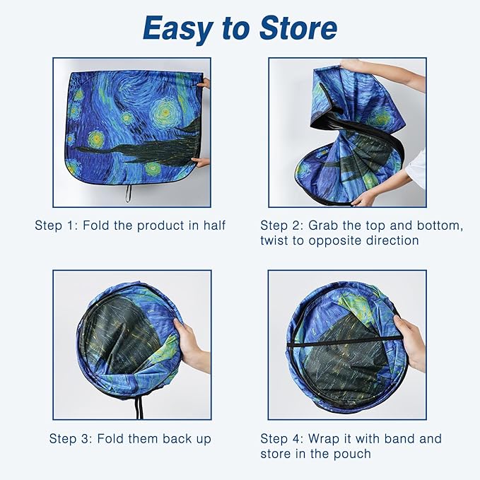 Car Windshield Sun Shade, Reflective Sunshade Blocks UV Rays, Keep Car Interior Cool, Front Foldable Windshield for Hatchback, Truck, SUV, MPV (63x32 inches)