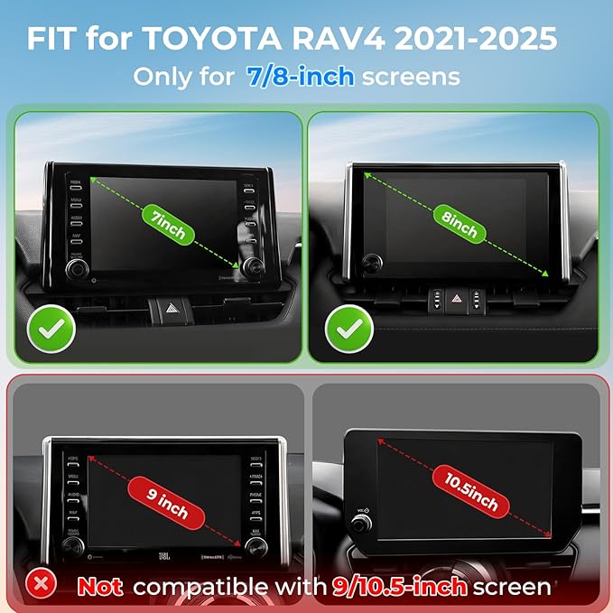 Car Phone Holder for Toyota RAV4 2025 2024 2023 2022 2021 2020 2019 7/8-Inch (Not for 9/10.5-Inch) 360° Rotation Magnetic Cell Phone Mount, Compatible with Magsafe, Does Not Affect Air Vent