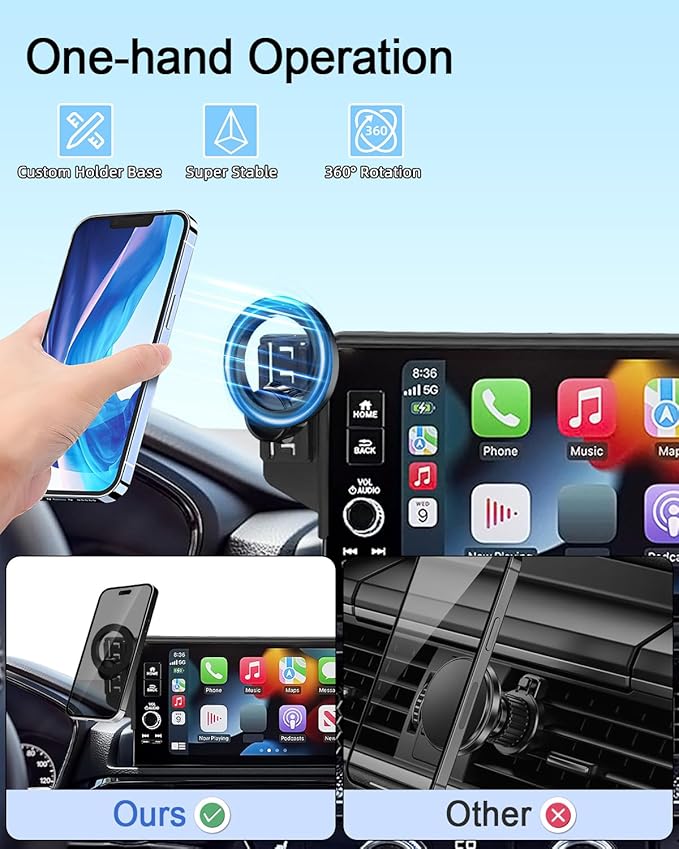 PZK Car Phone Mount for Hyundai Elantra 2021-2025 2026 SE/SEL/Sport/Limited/N Line Accessories 8-Inch/10.25-Inch Screen Car Phone Holder Compatible with Magsafe 360° Rotation Phone Cradles
