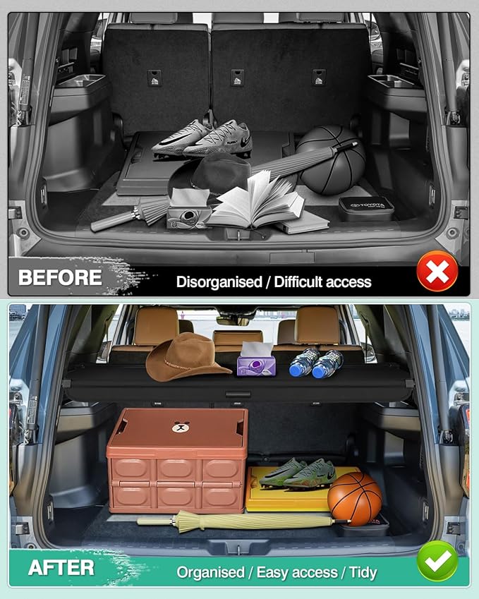 Powerty Cargo Cover for 2025 2026 Toyota 4Runner, Retractable Trunk Cover Trunk Shielding Shade for 2025 2026 4Runner Accessories Cargo Luggage Cover