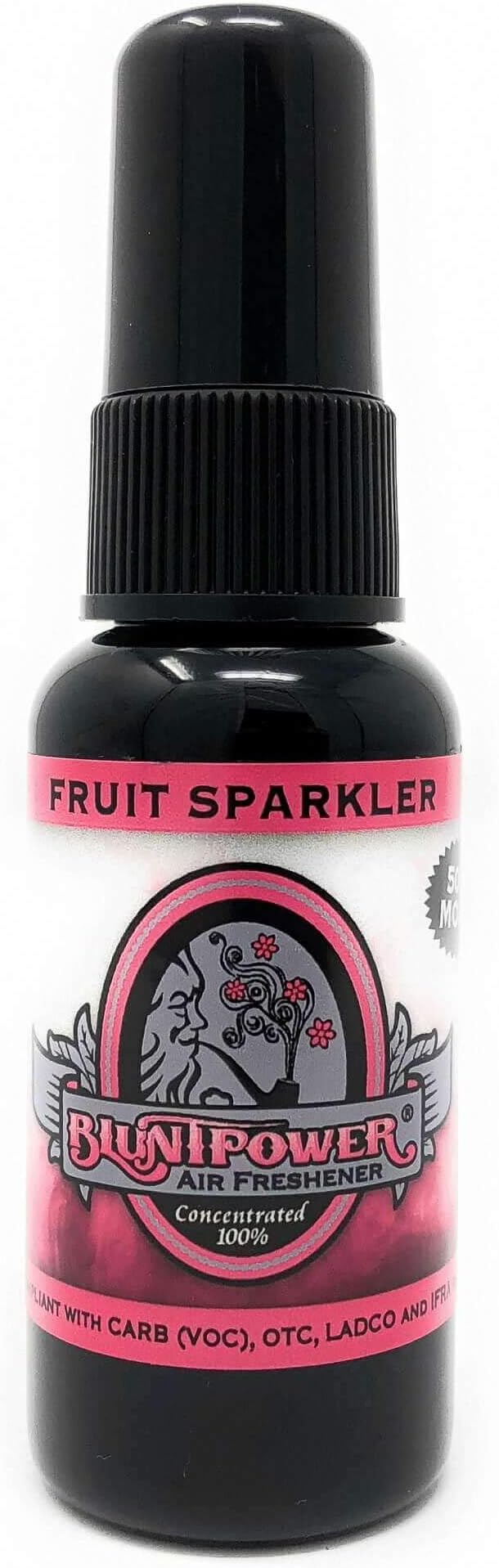 BluntPower (Fruit Sparkler, 1 Pack) Concentrated Air Freshener for Room and Car Spray - Oil-Based Diffuser Spray Bottle - Long-Lasting Bathroom Spray, Car Freshener, & Odor Eliminator Spray