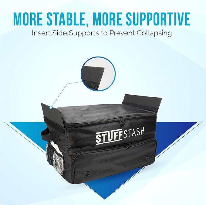 STUFFSTASH Golf Trunk Organizer for Car – Rigid, Won’t Collapse | Ventilated Shoe Compartment, Adjustable Dividers & Mesh Pockets | Golf Gift for Men & Women | Premium Car Trunk Storage Organizer