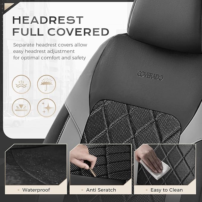 Coverado Car Seat Covers, Seat Covers Full Set, 5 Seats Automotive Seat Cover, Mesh Breathable Seat Protectors, Universal Fit for Most Cars