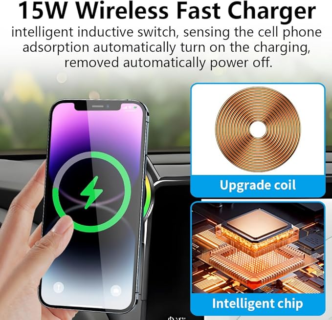 Car Magnetic Phone Mount for Toyota Grand Highlander 2024 2025 2026 and Grand Highlander Hybrid 2024-2026 Auto Accessories Best Cellphone Holder Fast 15W Wireless Charger Cell Phones Charging Stand
