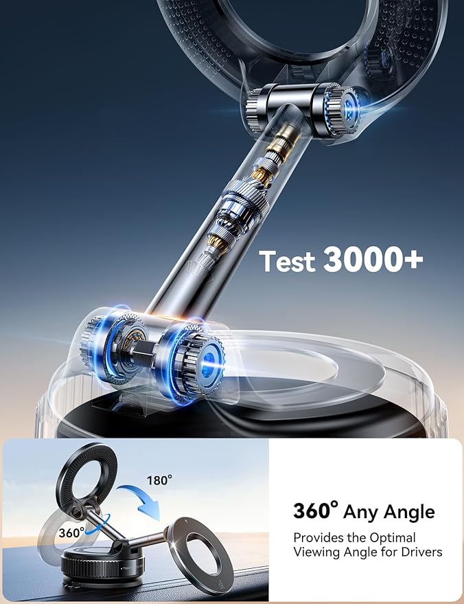 JOYROOM Vacuum Magnetic Phone Holder for Car, Strongest Suction Cup Phone Mount, 360° Adjustable Magsafe Car Mount, Foldable Car Phone Holder for iPhone 17 Pro Max 16 15 14 13 12 Plus/Android