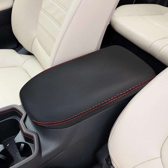 Compatible with Center Console Armrest Cover for Toyota RAV4 2019 2020 2021 2022 2023 2024 Leather Arm Rest Storage Box Lids Cushion Protector Pad