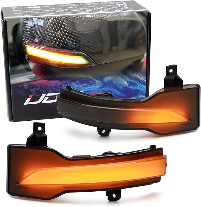iJDMTOY Black-Out Smoked Lens Full LED Strip Dynamic Sequential Blink/Flow Side Mirror Turn Signal Light Assembly Kit Compatible with Subaru Impreza Legacy Crosstrek Ascent Forester, etc
