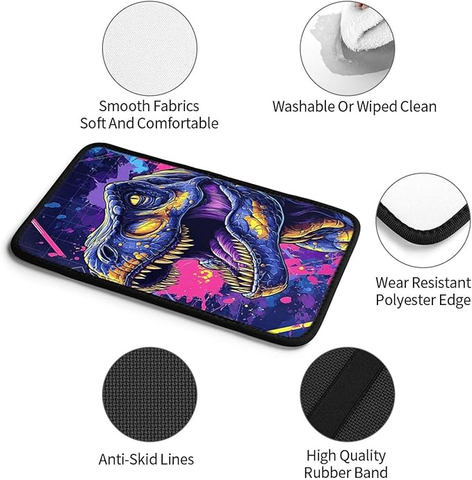Universal Car Center Console Cushion Pad, Dinosaur Purple Blue Soft Waterproof Car Center Console Cover Auto Armrest Seat Box Cover Protector for Most Vehicle SUV Truck Car