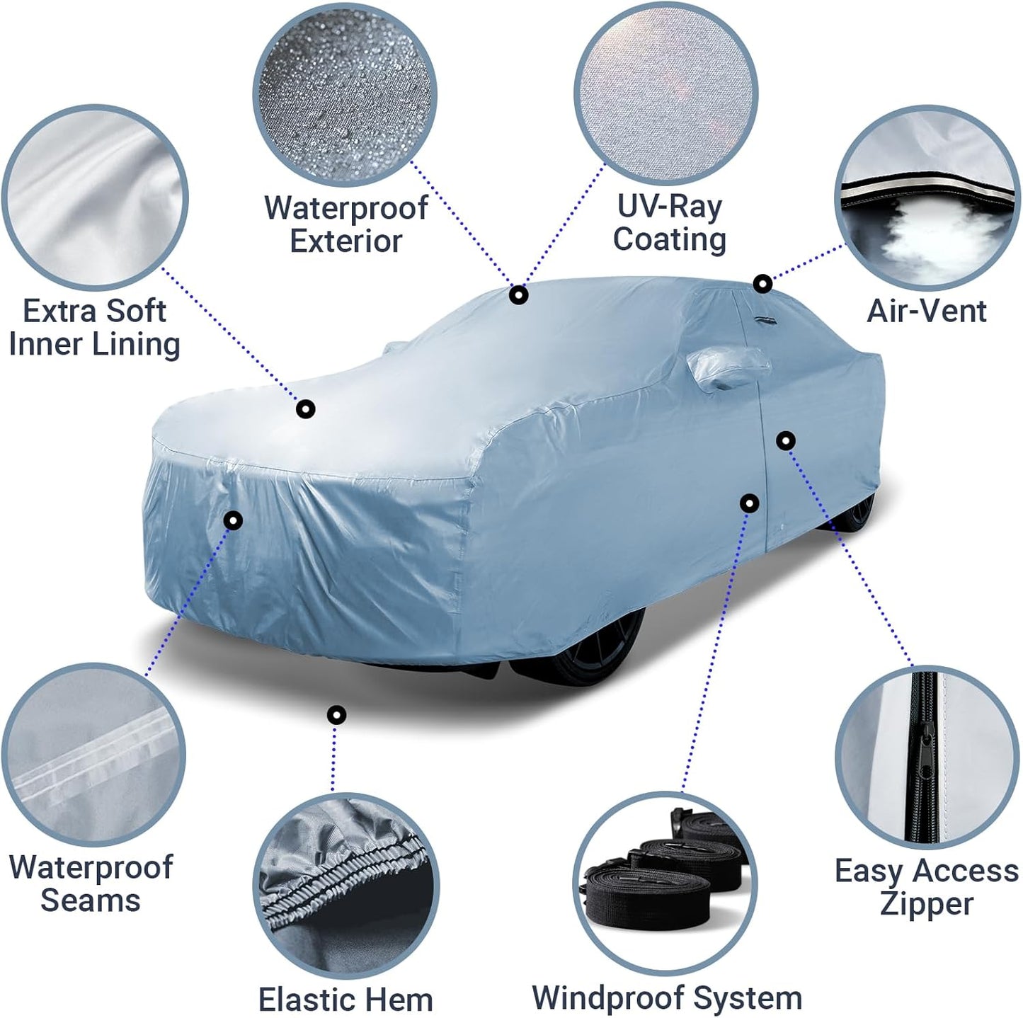 iCarCover Custom Car Cover for 1979-2004 Ford Mustang LX, GT Waterproof All Weather Rain Snow UV Sun Protector Full Exterior Indoor Outdoor Car Cover