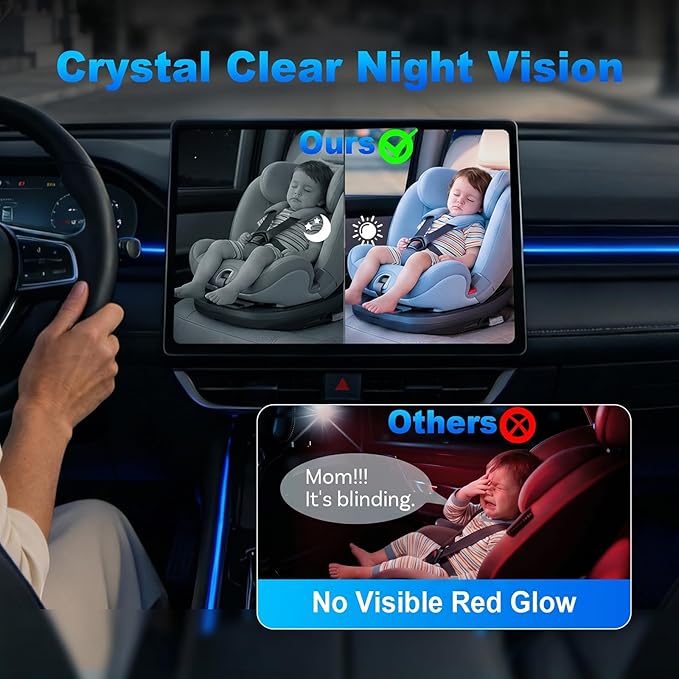 Cabin Care 1080P Baby Car Camera with Wireless CarPlay Adapter for iPhone Only, Real-Time Rear Seat Monitor, 150° Wide-Angle, IR Night Vision, Works with Factory Wired CarPlay (Dog)