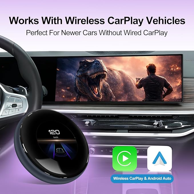 CarPlay Magic AI Box with 3.2” Touchscreen, Supports OEM Wired & Wireless CarPlay, Android 14 Wireless CarPlay & Android Auto for BMW, Mercedes, Audi, Porsche, Netflix YouTube, 4G LTE, Plug & Play