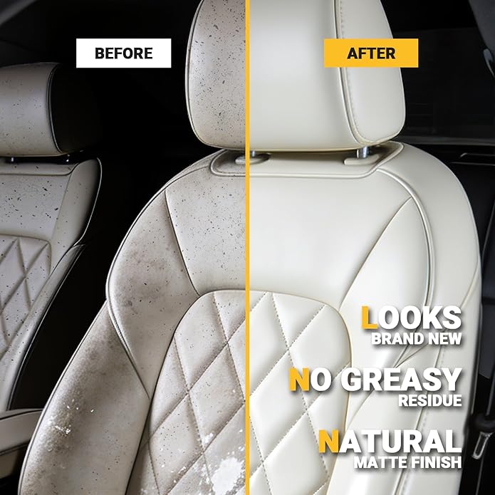 Car Leather Cleaner and Conditioner Kit, Leather Care Kit with Horse Hair Cleaning Brush - Safe for Car Interiors, Furniture, Boots, Bags & Apparel - Deep Cleaning, Non-Greasy Restorer