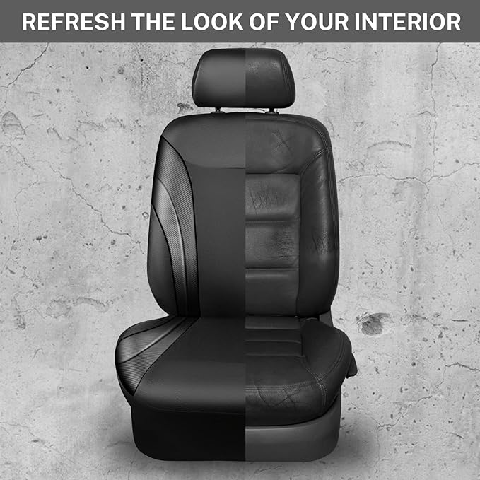 CAR PASS Premium Carbon Fiber Leather Car Seat Covers Full Set,Airbag Compatible,5mm Composite Sponge Inside,Sporty Universal Fit for SUV,Van,Sedan,Truck (Full Set,Black)