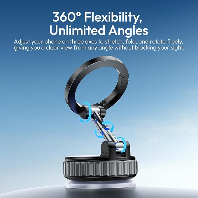 ULANZI MA40 Car Phone Holder for Magsafe, Strongest Suction & Magnetic, 360° Adjustable Car Phone Mount, Phone Holder Stand for Car/Gym/Mirror/Kitchen for iPhone 17 Pro Max 16 15 14 13 12, Black
