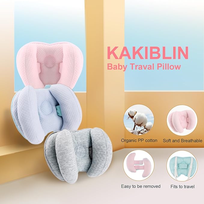 KAKIBLIN Baby Support Pillow, Head and Neck Support,Banana Neck Pillow for Baby, Travel Pillow for Stroller Neck Support, Adjustable Head Pillow for Kids Toddler