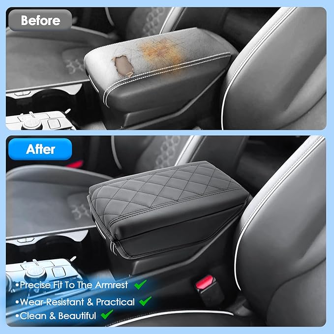 2025 2026 Sportage Console Cover for Kia Sportage (LX/EX/X-Line/SX/SX Prestige/X-Pro/X-Pro Prestige), Waterproof &Cushion Leather Armrest Cover 2026 2025 Sportage Hybrid Accessories - Padded