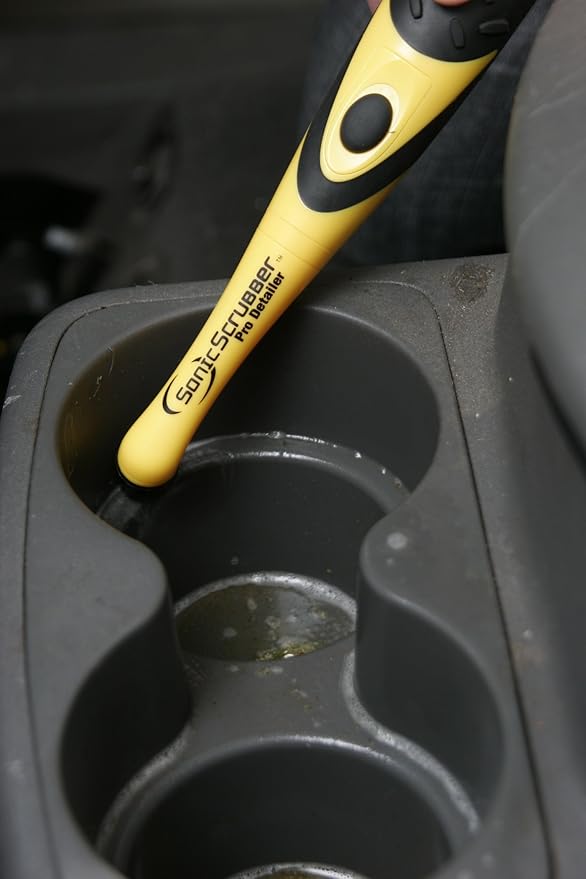 SONICSCRUBBER Vehicle Detailing Set - High Power Car Cleaning Brush - Includes 4 Brush Heads - Suitable for Interior & Exterior - Ideal for Cars, Bikes and Motorhomes - AA Batteries Included
