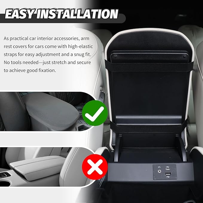 Soft Car Center Console Cover,Fluffy Arm Rest Cover for Car with Elastic Straps to Relieve Fatigue,Cars Armrest Cushion Universal Cars Decorations for Vehicles SUVs Trucks (White)