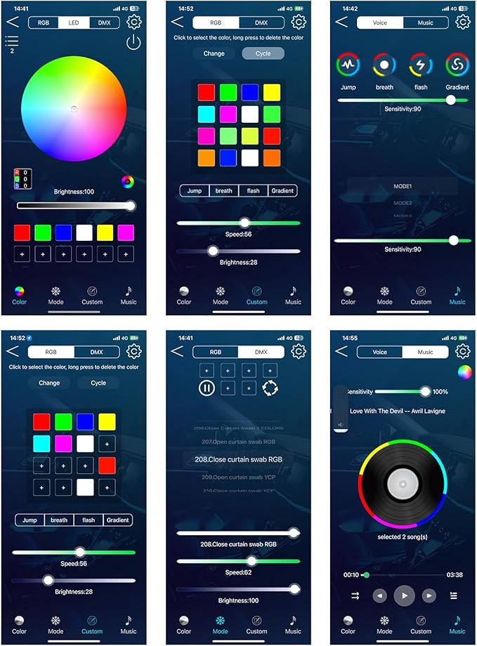 Acrylic Interior Car LED Lights,for Tesla Model 3 2020 Wireless APP 6 in 1,Ambient Lighting Kits Fiber OpticStrip LEDs, 16 Million Colors Music